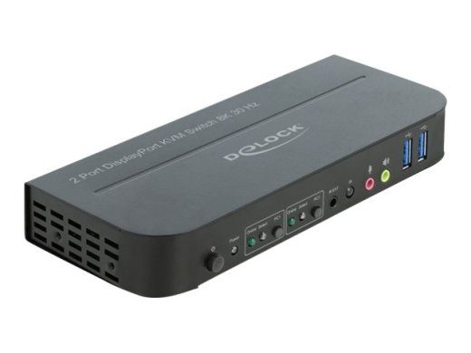 DeLock DisplayPort 1.4 KVM 8K 30 Hz USB 3.0 ja audio KVM/audio/USB lüliti lauakompuuter
