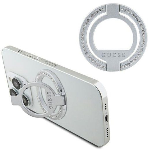 Guess MagSafe Ring stand GUMRSALDGS / hõbedane Swarovski kristallidega