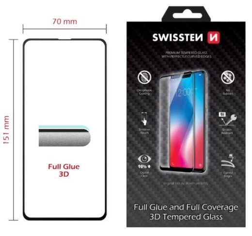 Swissten eriti vastupidav täisliimiga / täiskattega karastatud klaas Apple iPhone 14 Plus must