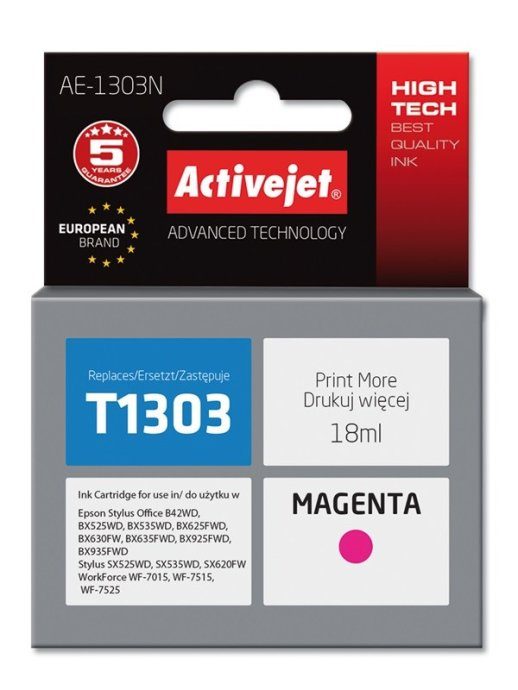 Activejet AE-1303N tindikassett (asendus Epson T1303 jaoks; Supreme; 18 ml; magenta)