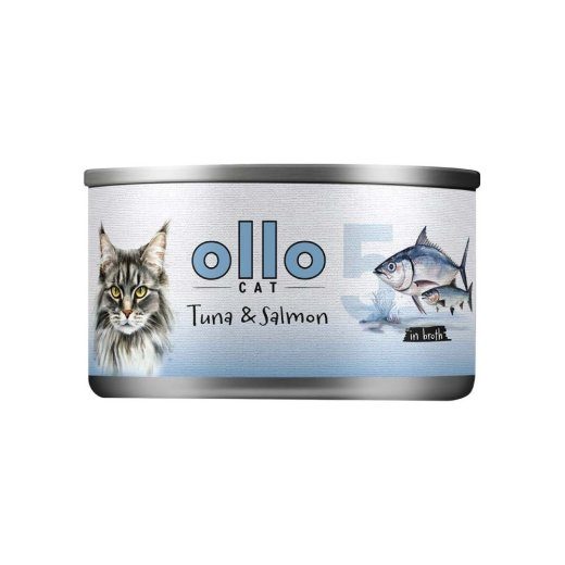 OLLO Cat nr 5 Tonn & Lõhe puljongis - märgist kassatoit - 70g