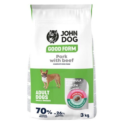JOHN DOG Good Form Small breeds Pork with beef - kuiv koeratoit - 3kg