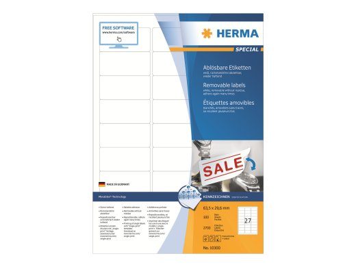 HERMA eritähised 63,5 x 29,6 mm, 2700 silti