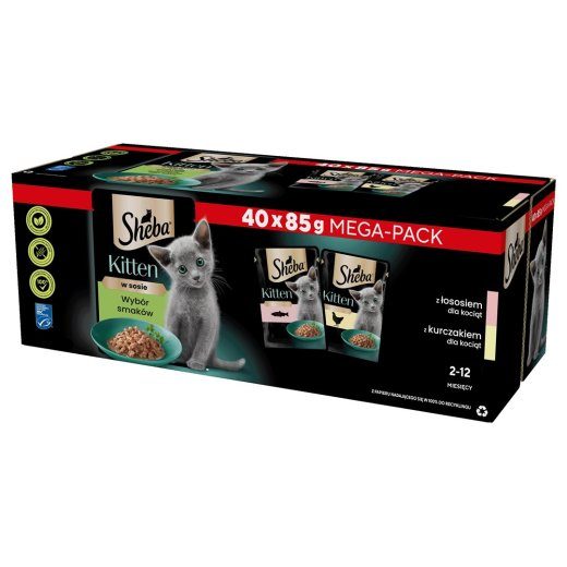 SHEBA Kitten Selection of Flavors in Sauce - märgkassitoit - 40x85 g