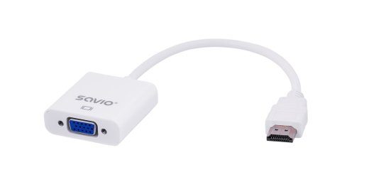Savio CL-27B 0.1 m HDMI Type A (Standard) to VGA (D-Sub) White adapter