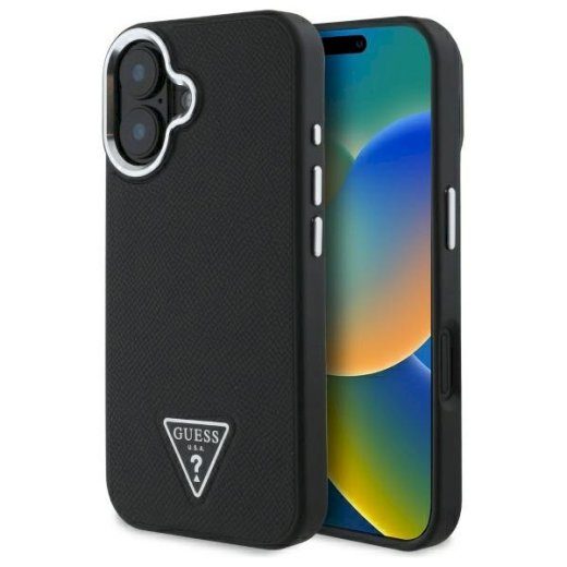 Guess GUHMP16MPGTSPSK kõvaümbris struktureeritud kolmnurk MagSafe iPhone 16 Plus 6.7" jaoks / must