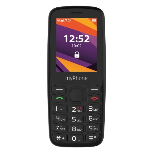 myPhone 6410 LTE Juoda 2.4 " TFT 64 MB 128 MB Nano SIM USB versija Type-C Įmontuota kamera Pagrindinės kameros raiška 0.3 MP 1400 mAh