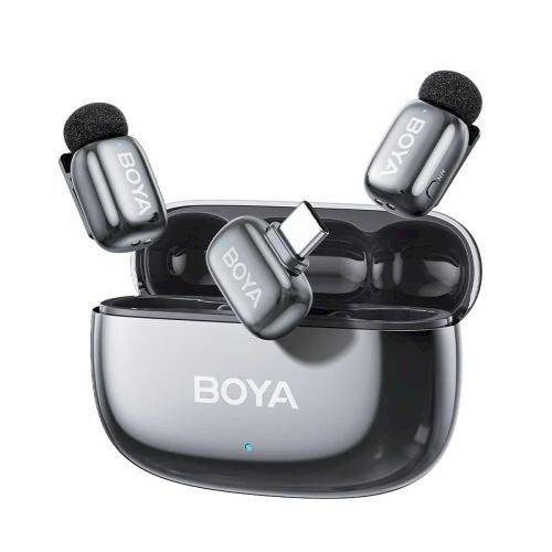 BOYA Mini 2-02 USB-C Juhtmevaba Mikrofonikomplekt (2TX 1xRX) / 2.4GHz / 48kHz/24bit (Space Grey)