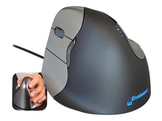 Evoluent VerticalMouse 4 vasak pool laseriga juhtmega hall-hõbedane hiir