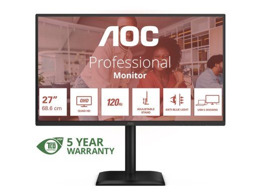 AOC Q27E4CV 27-inch 2560 x 1440 (2K) Monitor with HDMI, DisplayPort, USB-C, 120Hz