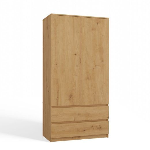 Topeshop SZAFA MALWA ART magamistoa riidekapp/riidehoidla 5 riiulit 2 uksega Tamm
