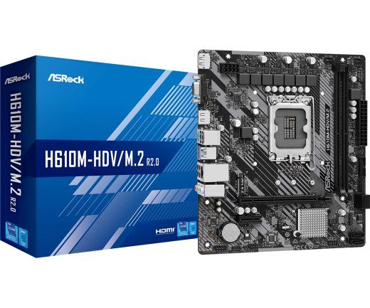 Asrock H610M-HDV/M.2 R2.0 Micro-ATX LGA1700 Emaplaat