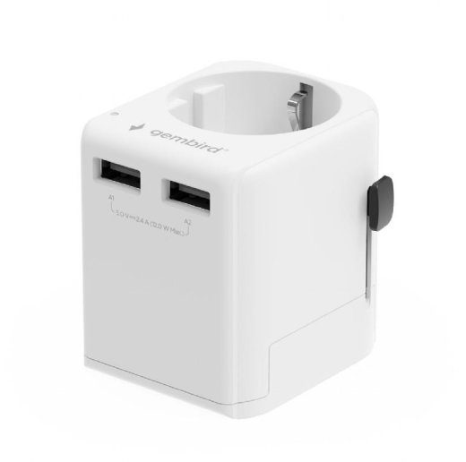 TOITEADAPTEER TO UNIVERSAL 12W/WHT TPA-EU2A12-01-W GEMBIRD