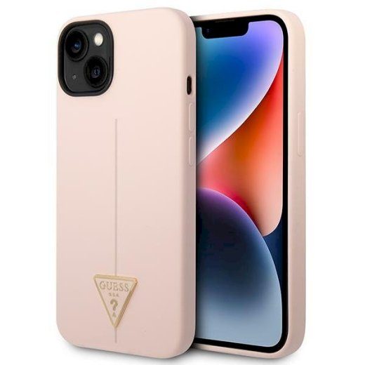 Guess GUHCP14MSLTGP Silicone Triangle Hardcase iPhone 14 Plus/15 Plus 6.7" jaoks / roosa