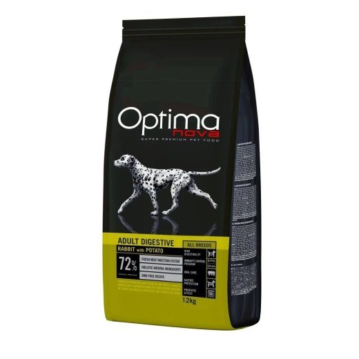 OPTIMANOVA Täiskasvanud Seedimine Küülik & Kartul - kuiv koera toit - 12kg