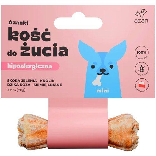 AZANKI Hüpoallergeenne küülikaga hirvenahast valmistatud luu MINI koeraküpsetis 10 cm