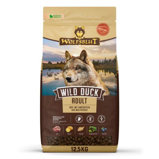 WOLFSBLUT Wild Duck Duck kartulitega - kuivkoeratoit - 12,5kg