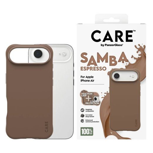 CARE by PanzerGlass moekas ümbris Samba kaitsekate iPhone Air (2025) espressole
