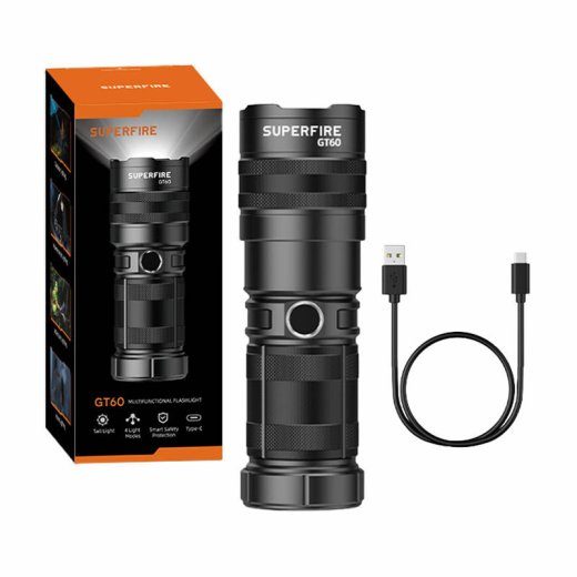Superfire GT60 taskulamp - 2600 lm, 2 režiimi, USB-C