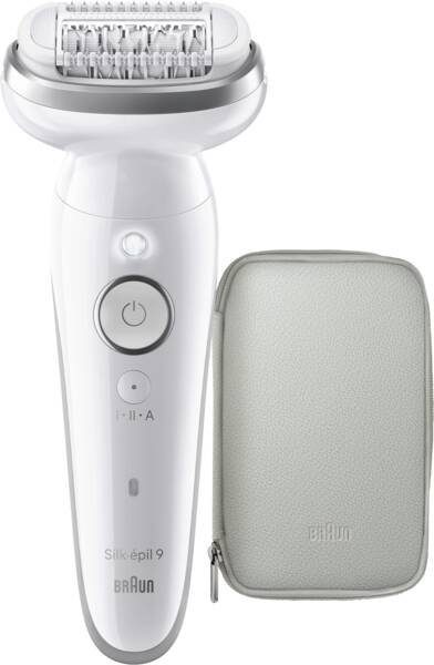 Braun Epilator Silk-épil 9 SES9-000 Operating time (max) 50 min Number of power levels 2 Wet & Dry White/Silver