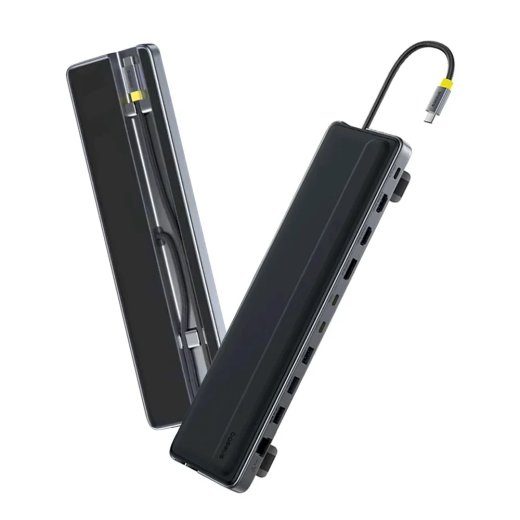 Baseus EliteJoy EH3 Dokstacija 12-in-1 USB-C | 2xHDMI 4K@60Hz | DP 4K@60Hz | 2xUSB-C 10Gb/s | 2xUSB-A 5Gb/s | USB-A 480Mb/s | SD/microSD 3.0 | RJ45 1G