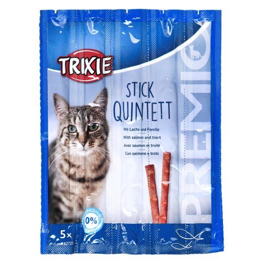 Snacks Premio pulgad - musta laotatud lõhe ja siiga kuiv kassatoit - 5x5g