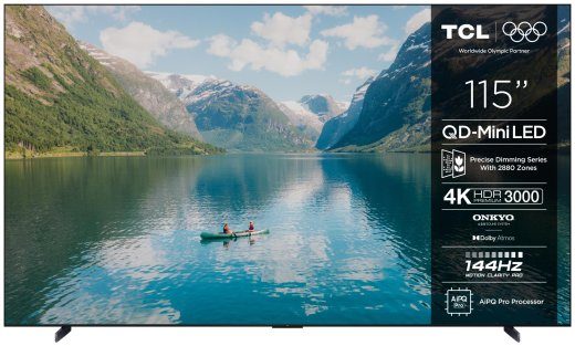TV aparato TCL 115 " 4K Ultra HD 3840 x 2160 pikselių plokščias 16:9 QD-Mini LED 115C7K