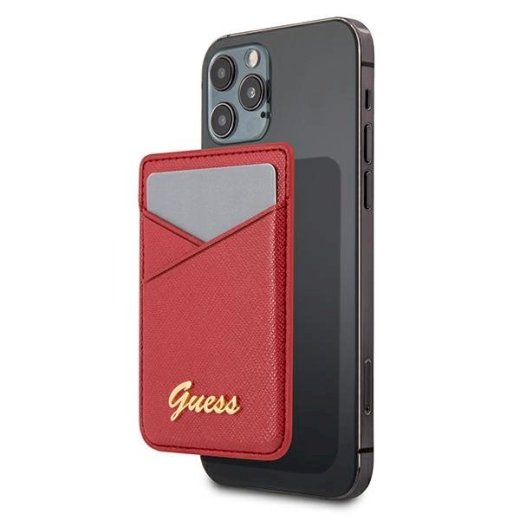 Guess Wallet Card Slot GUWMSSASLREMagSafe Saffiano Telefona maciņš ar kartes nodalījumu / sarkans