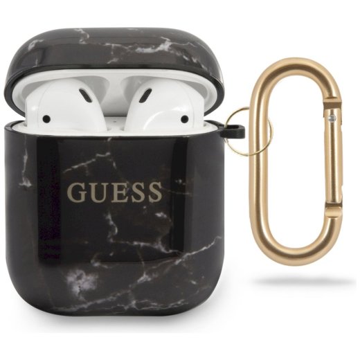 Guess GUACA2TPUMABK Aizsargapvalks priekš AirPods Marble