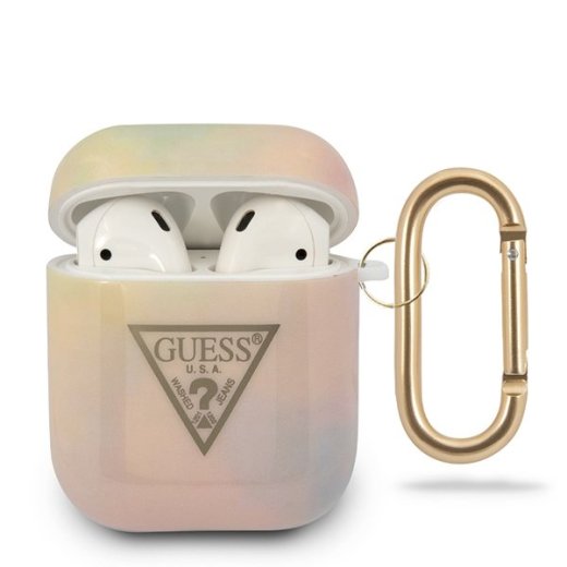 Guess GUACA2TPUMCGG01 AirPods cover Aizsargapvalks priekš AirPods Tie & Dye Collection / rozā