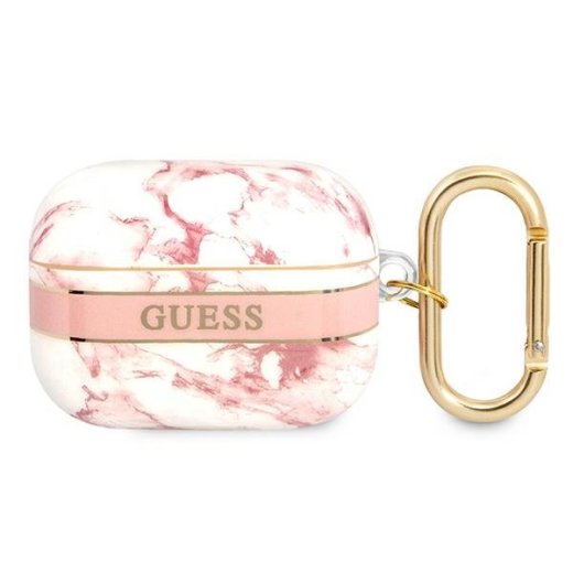 Guess GUAPHCHMAP Aizsargapvalks priekš AirPods Pro Marble Strap Collection / rozā