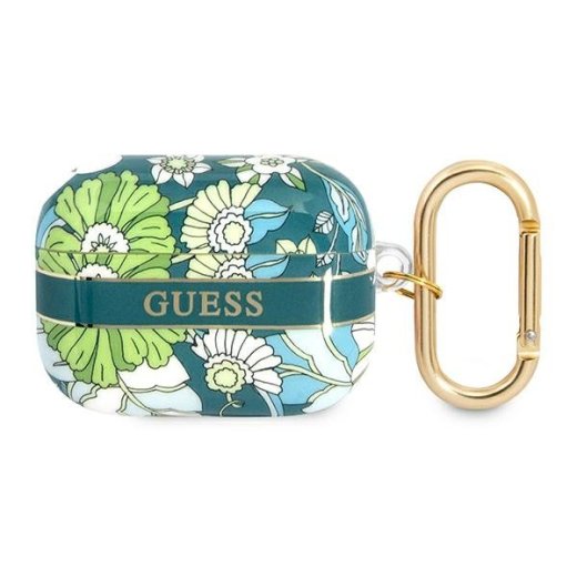Guess GUAPHHFLN Aizsargapvalks priekš AirPods Pro Flower Strap Collection / zaļš