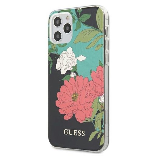 Guess GUHCP12LIMLFL01 N°1 Flower Collection Aizsargapvalks priekš iPhone 12 Pro Max 6,7" / melns