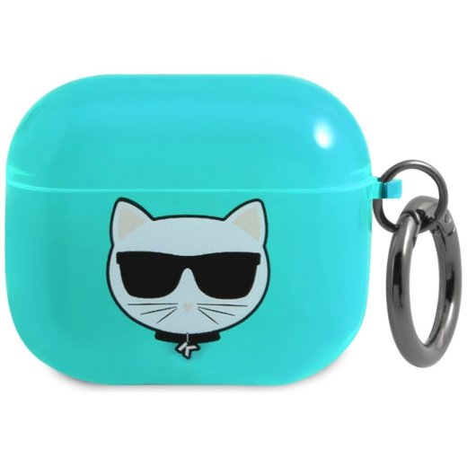 Karl Lagerfeld KLA3UCHFL Aizsargapvalks priekš AirPods 3 Choupette / zils