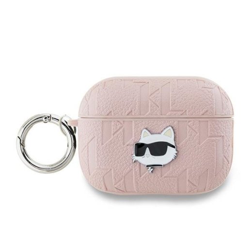 Karl Lagerfeld KLAP2PGCHPP Aizsargapvalks priekš AirPods Pro2 (2022/2023) Monogram Choupette Head / rozā