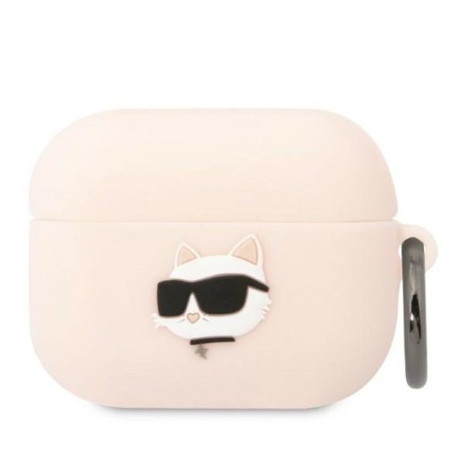 Karl Lagerfeld KLAPRUNCHP Silicone Choupette Head 3D Aizsargapvalks priekš AirPods Pro / rozā