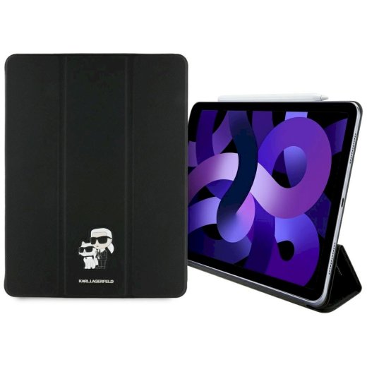 Karl Lagerfeld KLFC13RM24SAKCK Book Cover Planšetdatoru maciņš priekš iPad Air 13" 2024 Saffiano Magnetic Karl & Choupette / melns