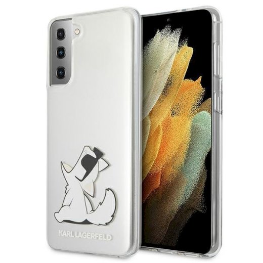 Karl Lagerfeld KLHCS21MCFNRC Hardcase Choupette Fun Aizsargapvalks priekš Samsung Galaxy S21+ G996 / caurspīdīgs