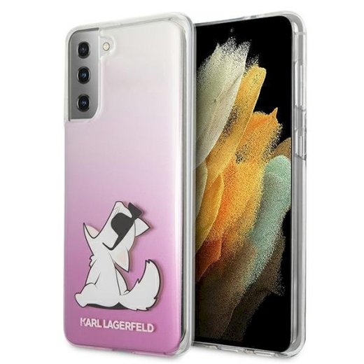 Karl Lagerfeld KLHCS21MCFNRCPI S21+ G996 Hardcase Choupette Fun Aizsargapvalks priekš Samsung Galaxy S21+ G996 / rozā