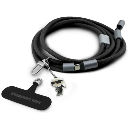 Karl Lagerfeld CBDY Ikonik Charm USB-C/USB-C Uzlādes kabelis priekš / melns