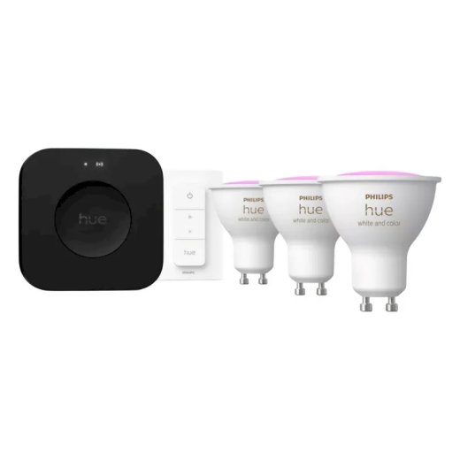 Philips Hue Bridge Pro + 3 x GU10 + dimmera slēdzis Viedā apgaismojuma komplekts