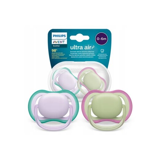 Philips Avent Ultra Air Neutral Knupītis 0-6M (2 gab.) / rozā