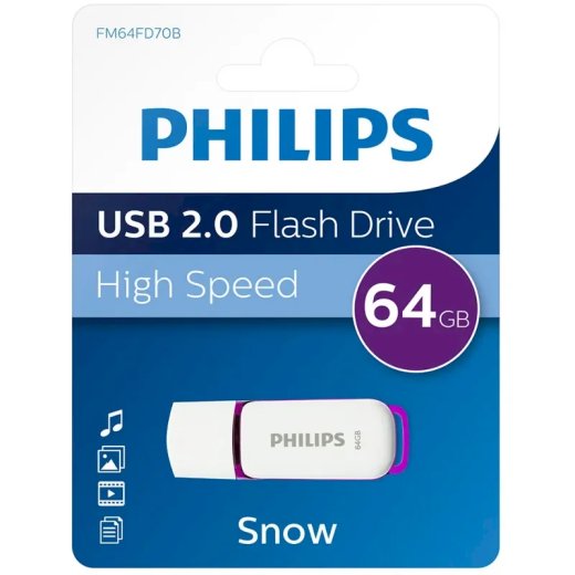 Philips FM64FD70B USB 2.0 zibatmiņa Snow Edition 64GB violets