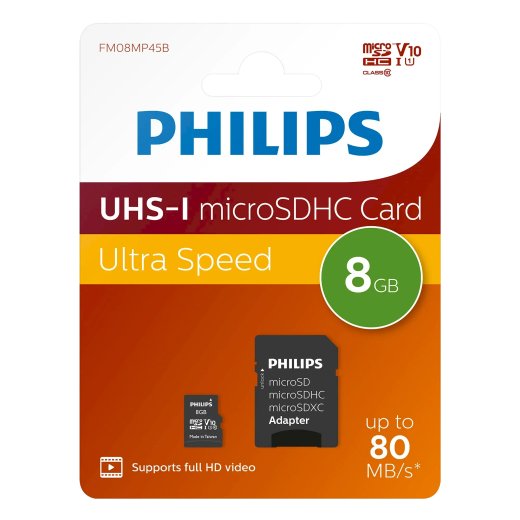 Philips FM08MP45B MicroSDHC Atmiņas karte 8GB Class 10 / UHS-I