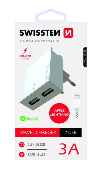 Swissten Premium Tīkla Lādētājs 2x USB