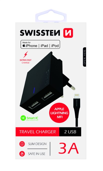 Swissten MFI Apple Sertificēts Tīkla Lādētājs