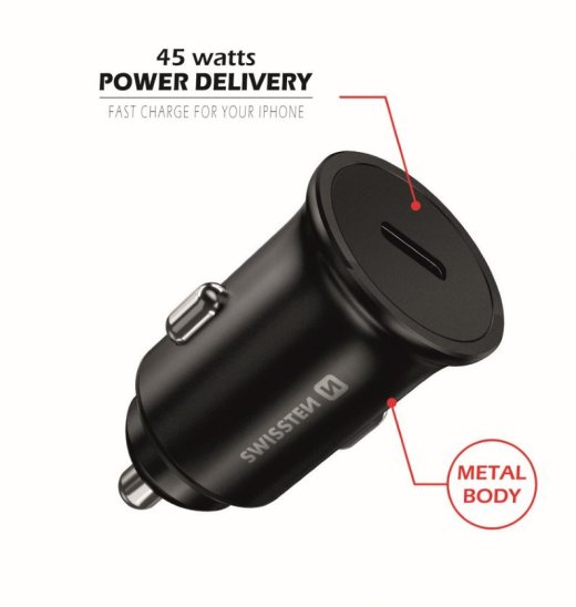 Swissten 45W PD Metāla Automašīnas Lādētāja