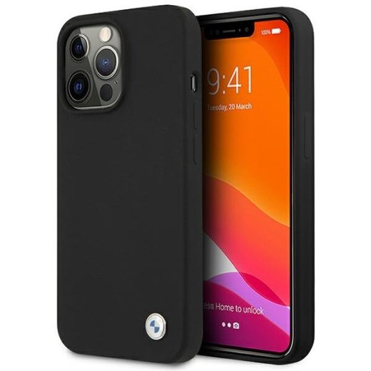 BMW BMHCP13XSILBK Back Case Aizmugurējais Ādas