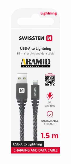 Swissten ARAMID REINFORCED Kabelis USB /