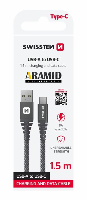 Swissten ARAMID REINFORCED Kabelis USB /